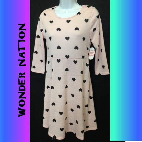 WONER NATION Other - PINK DRESS WITH BLACK HEARTS